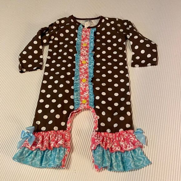 Boutique Romper Ruffled Legs Polka Dot 18-24 Month - Picture 1 of 5